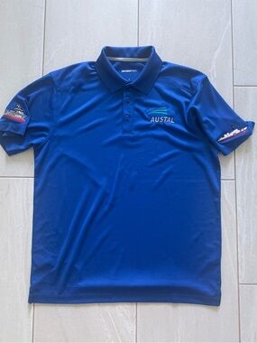 Sport-Tek Austal Performance Polo Shirt Blue Embroidered Ship Logo Size Large